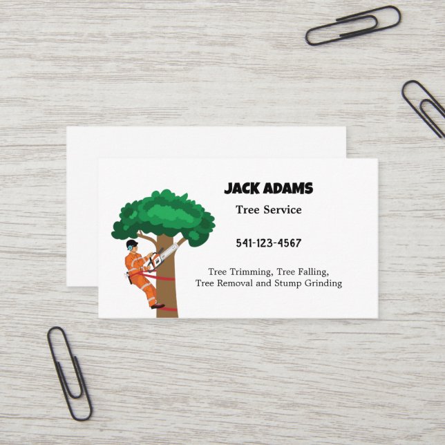 Lumberjack Tree Service Business Card Visitenkarte (Vorderseite/Rückseite Beispiel)