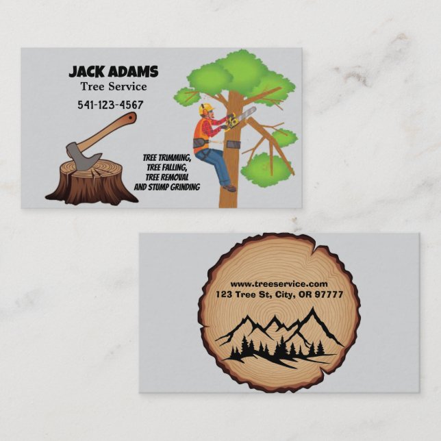 Lumberjack Tree Service Business Card Visitenkarte (Vorne/Hinten)