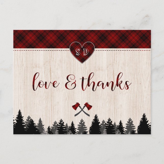 LumberJack und Jill Wedding Jubiläum Danke Postkarte (Vorderseite)