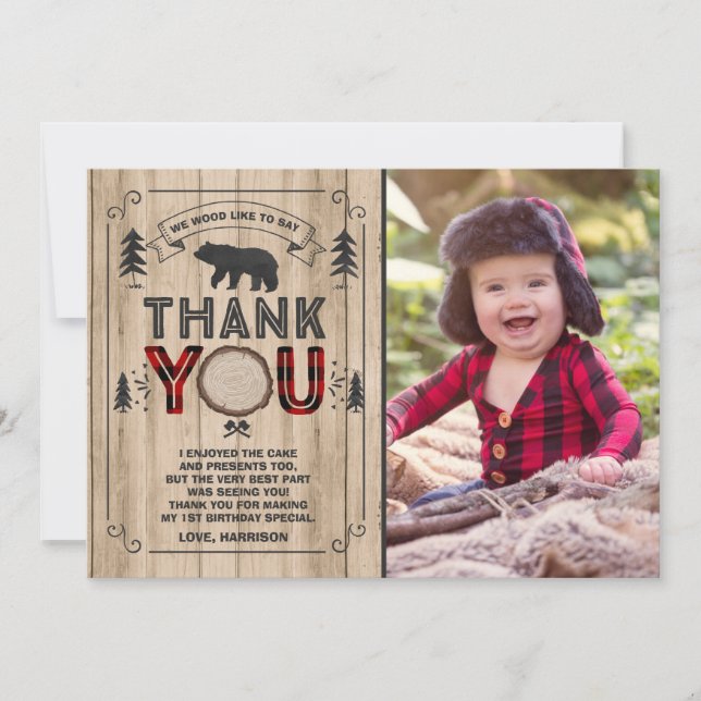 Lumberjack Vielen Dank Card Lumberjack Party Dankeskarte (Vorderseite)