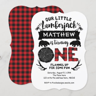 Lumberjack, Wald, Abenteuer, 1. Geburtstag Einladung