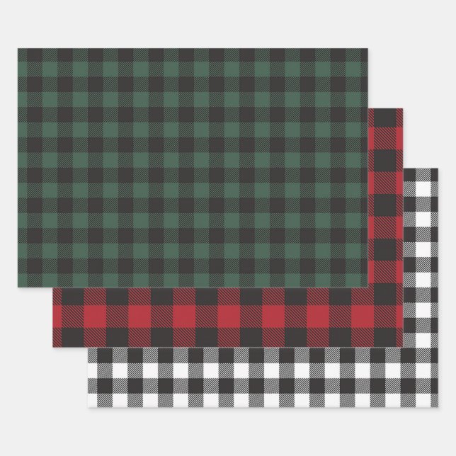 Lumberjack Weihnachtsbuffet Kariertes Wrapping Pap Geschenkpapier Set (Set)