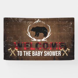 Lumberjack Welcome Baby Dusche Holz Kariert Banner