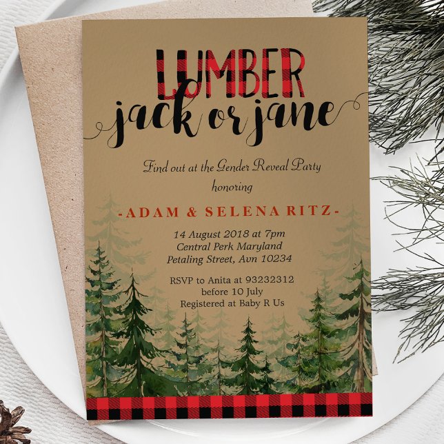 Lumberjack Winter Genre Revela Party Invitation (Créateur téléchargé)