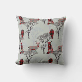 Lumberjack Woodland Tiere Personalisiert Kariert Kissen