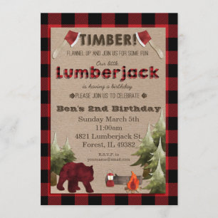 Lumberjack zum Geburtstag Einladung