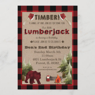 Lumberjack zum Geburtstag Einladung