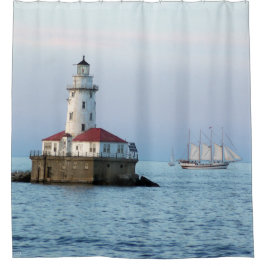 Lumière de brise-lames de Chicago et rideau en