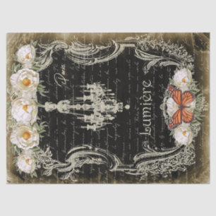 Lumière et Pivoines Chandelier & Peonies Decoupage Seidenpapier