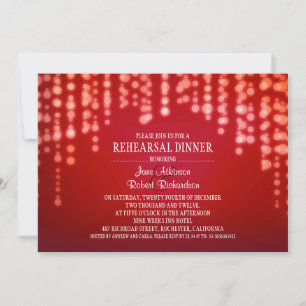 lumières à cordes rouge REHEARSAL DÎNER invitation