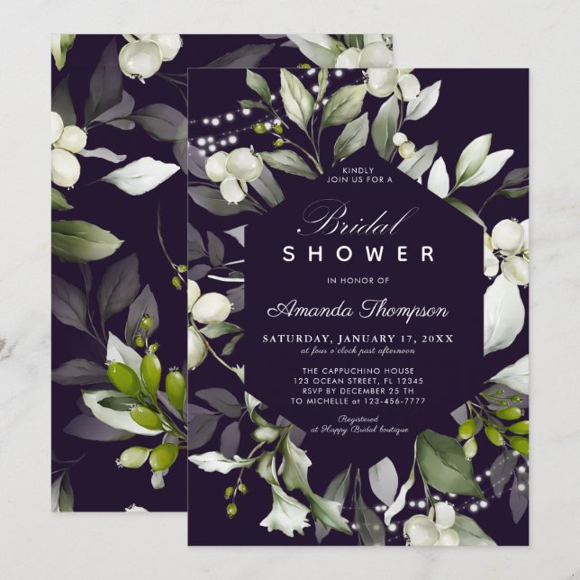 Lumières botaniques | Invitation de douche nuptial (Devant / Derrière)