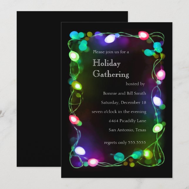 Lumières brillantes Invitation de fête de vacances (Devant / Derrière)