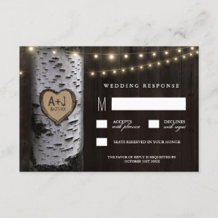 Lumières + Cartes RSVP de mariage de l'arbre de bo