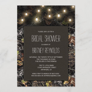 Lumières + Chasse Camo Bridal Shower Invitations