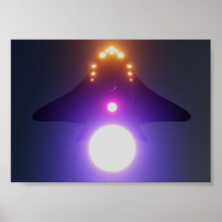 Lumières dans le ciel - Affiche de navire de scien