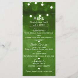 Lumières de Chaîne de Vert Rustique Menu de Mariag