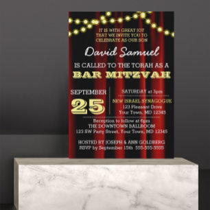 Lumières de film Barre jaune Mitzvah Invitation