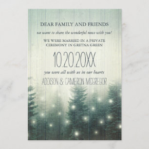 Lumières de la forêt   Rustic Elopement Faire-part