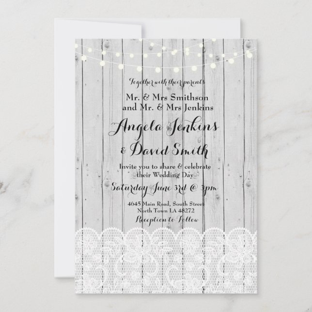 Lumières de mariage d'hiver Invitation de fête en  (Devant)
