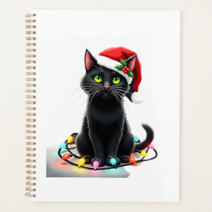 Lumières de Noël Chat Noir Chapeau de Père Noël Dr