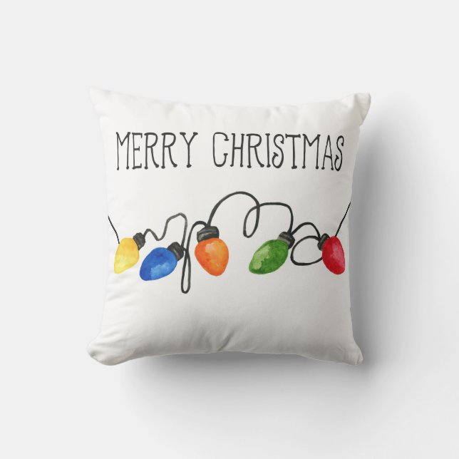 Lumières de Noël - Coussin d'aquarelle d'hiver (Recto)