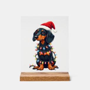 Lumières de Noël Teckel Chapeau de Père Noël Noël