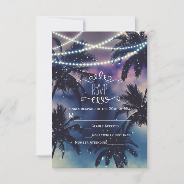 Lumières de plage du ciel nocturne enchantées RSVP (Devant)
