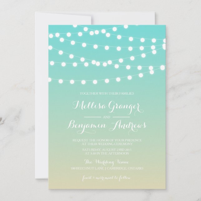 Lumières des fées | Ombre Beach Wedding Invitation (Devant)