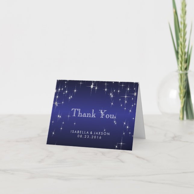 Lumières d'étoiles en bleu foncé métallisé - Merci (Devant)