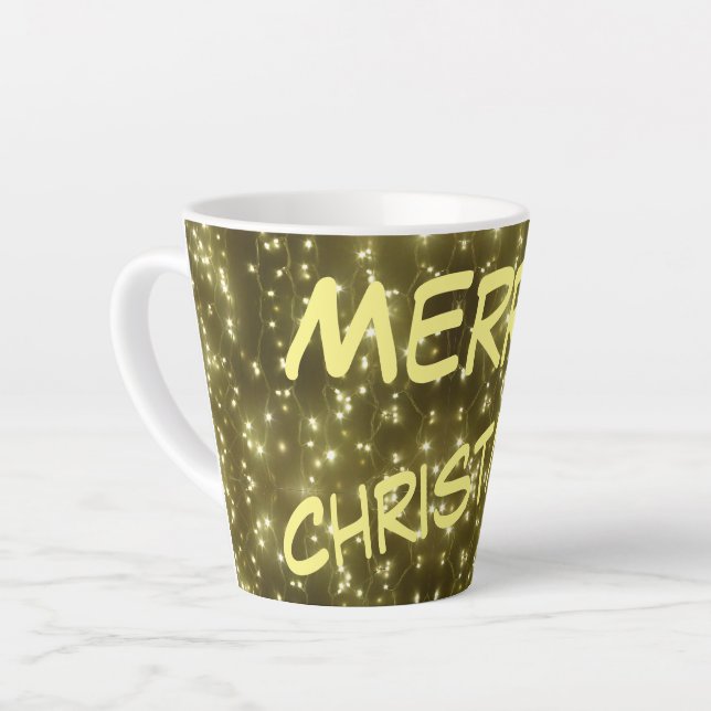 Lumières dorées scintillantes Latte de Noël Mug (Angle gauche)