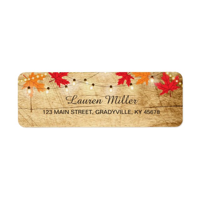 Lumières du pays d'automne étiquette de adresse pe (Devant)