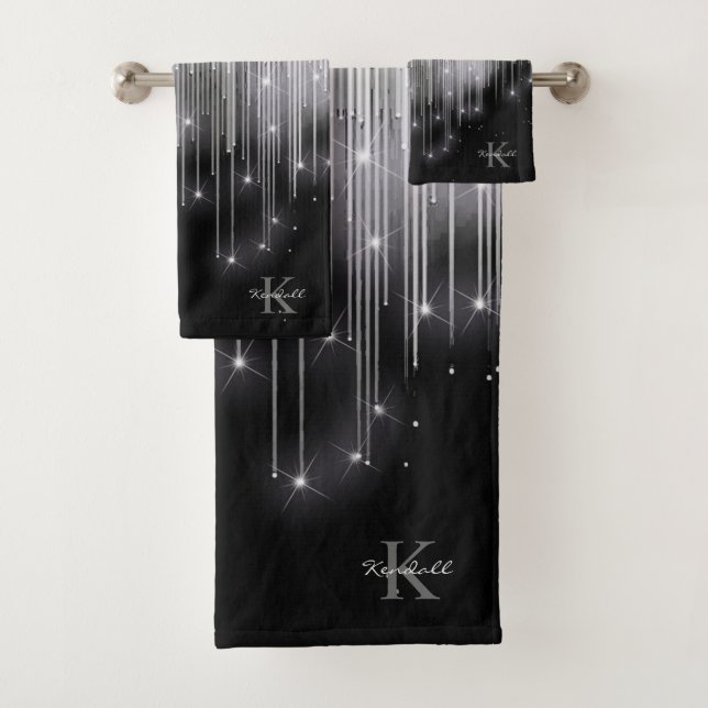 Lumières en cascade Monogramme noir et blanc ID789 (En situation)