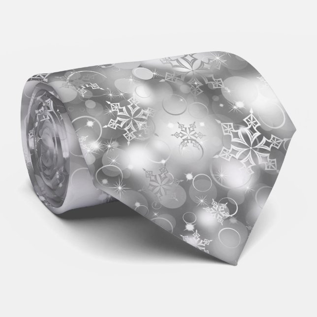 Lumières et flocons de neige, argent - cravates de (Roulé)