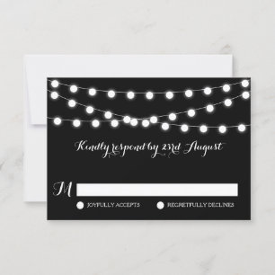 Lumières Fée Blanche   Carte RSVP de mariage noir
