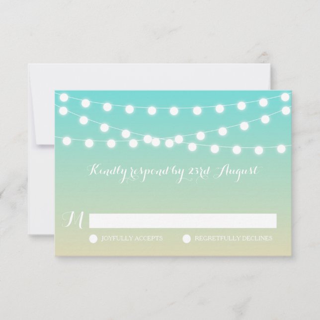 Lumières Fée Blanche | Carte RSVP Ombre Beach Wedd (Devant)