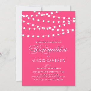 Lumières Fée Blanche   Red Graduation Invitation