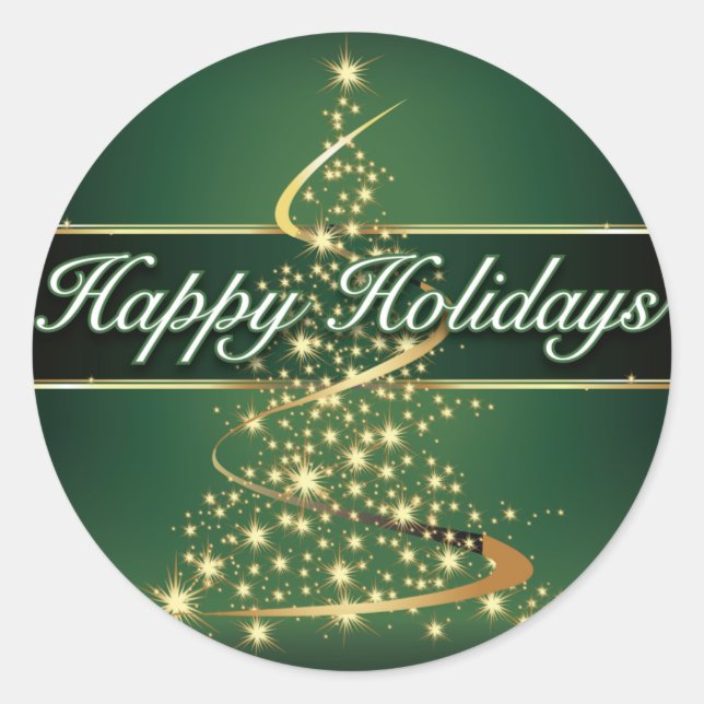 Lumières Joyeuses Vacances Sticker rond (Devant)