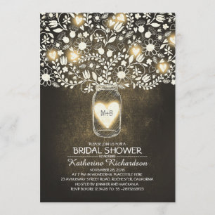 Lumières rustiques Mason Jar Invitations de douche