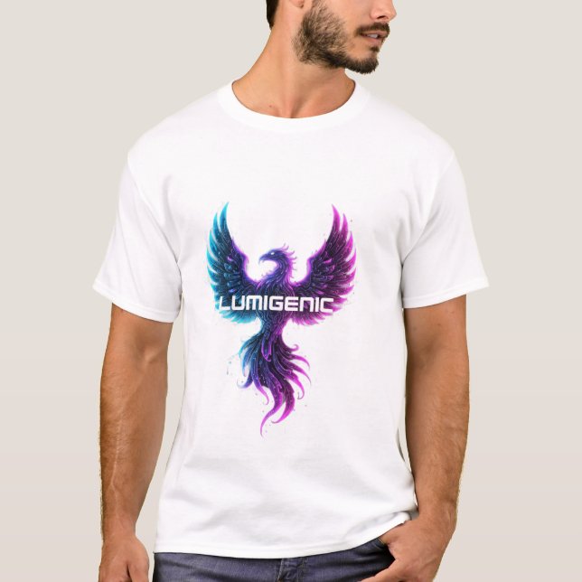 "LUMIGENIC Phoenix Rising Neon T-Shirt Design 1 " (Vorderseite)