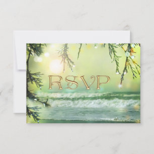 Luminaires étincelants Plage Mariage Carte RSVP