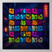Lumineske Pop-Art-Grafitti-Wanddekoration