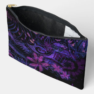 Lumineszierende violette Tribal-Plumeria-Kosmetikt Zubehörtasche