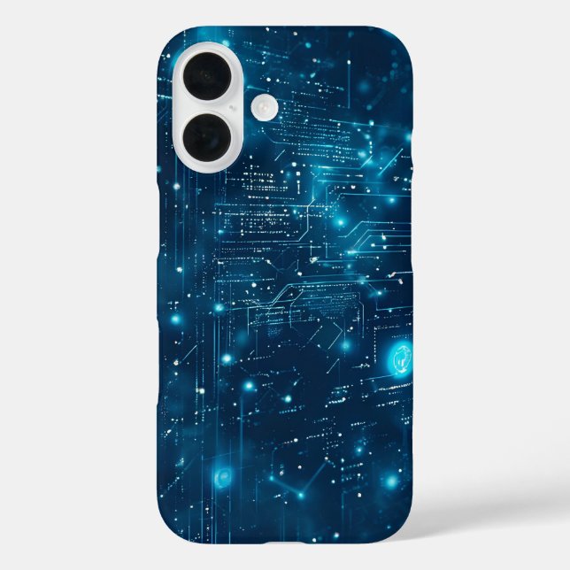 Lumineszierender Datenfluss iPhone 16 Hülle (Rückseite)