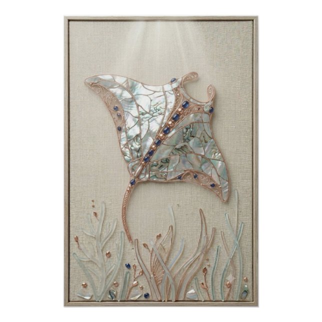 Lumineszierender Mantarochen-Wandkunst Poster (Vorderseite)