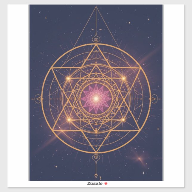 Lumineszierendes Mandala der goldenen Harmonie Aufkleber (Blatt)