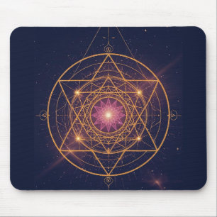 Lumineszierendes Mandala der goldenen Harmonie Mousepad