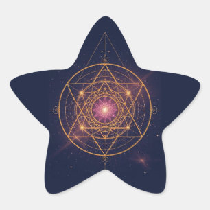 Lumineszierendes Mandala der goldenen Harmonie Stern-Aufkleber