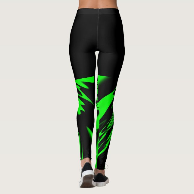 Lumineuse citron vert et noir design Leggings (Dos)