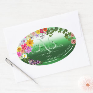 Lumineuse Vert Floral produit Étiquettes Monogramm