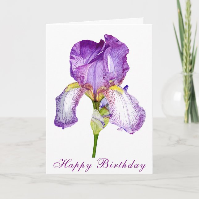 Lumineuse violet Iris Anniversaire Carte pliée (Devant)